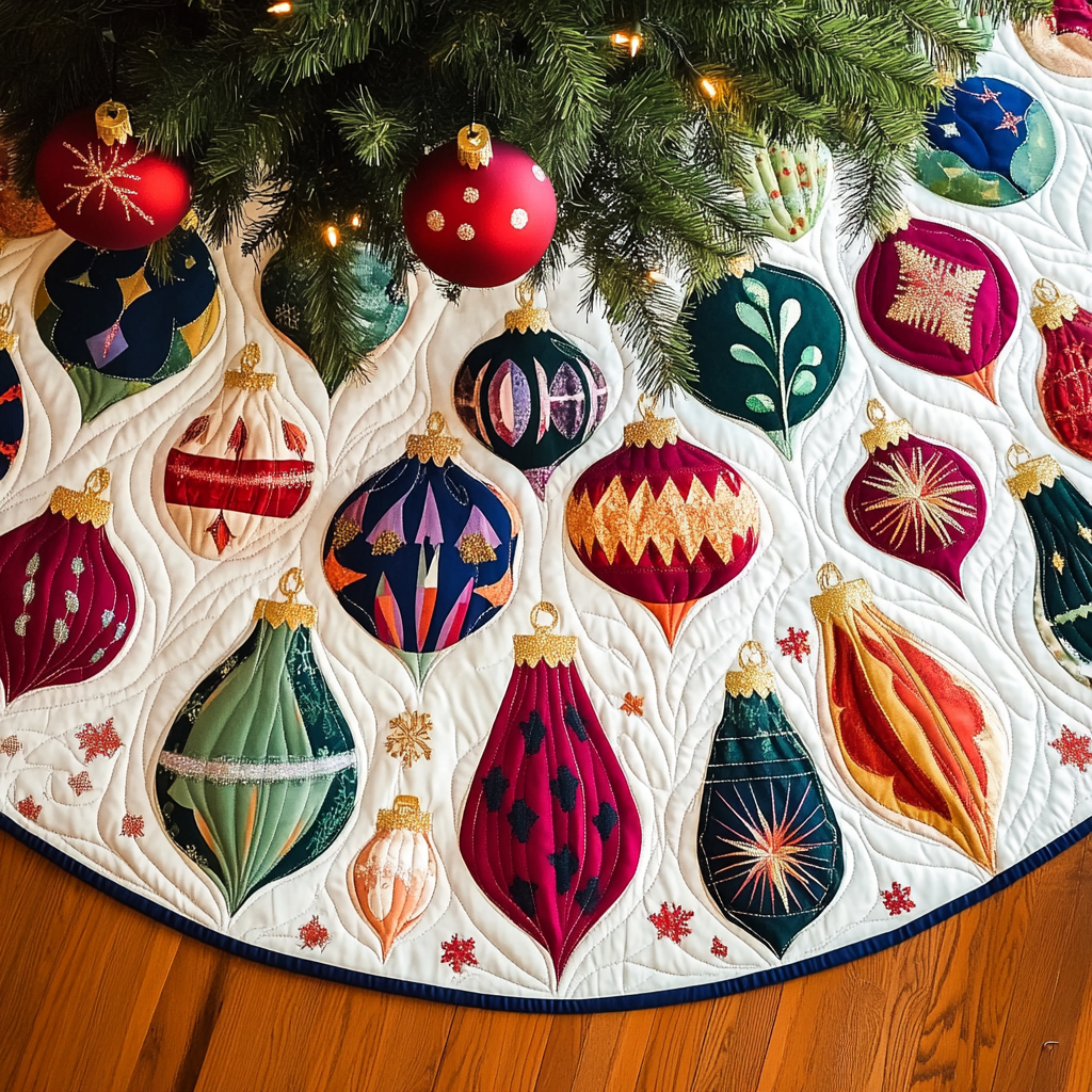 Yuletide Glow Quilted Christmas Tree Skirt VTQ-Myprintsy