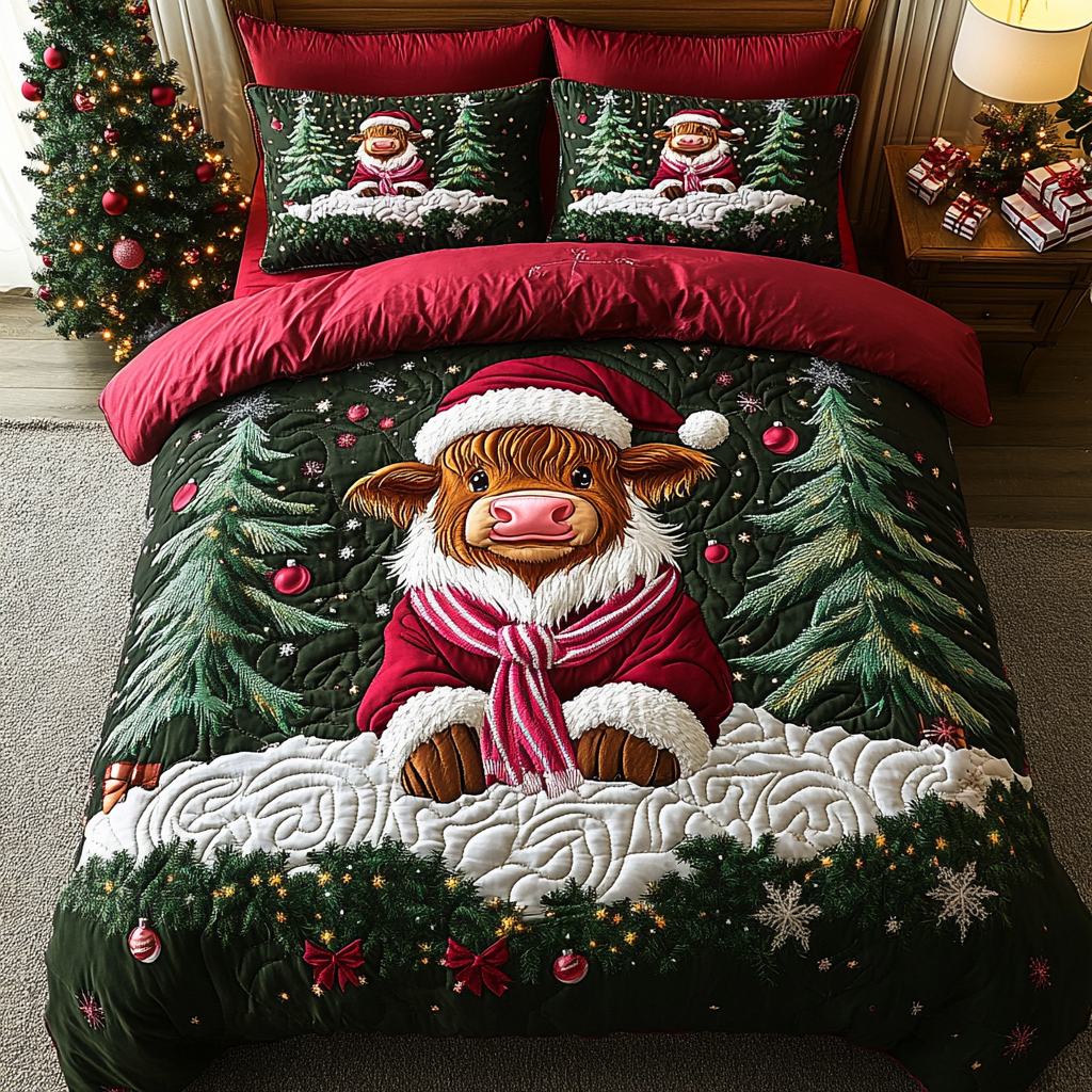 Yuletide Moo -Piece Quilted Bedding Set VTQ-Myprintsy