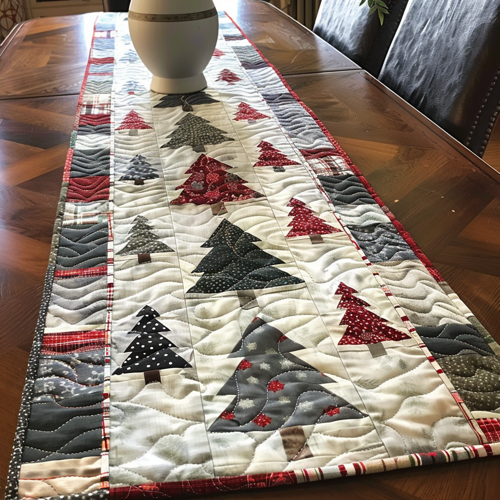 Yuletide Pines Quilted Table Runner VTQ-Myprintsy