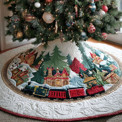Yuletide Rail Runner Christmas Quilted Tree Skirt-Myprintsy