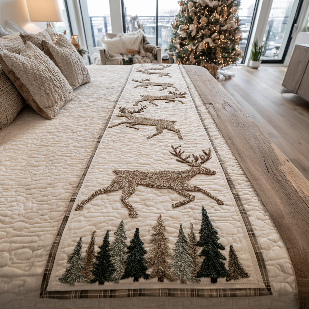Yuletide Stag Quilted Bed Runner VTQ-Myprintsy