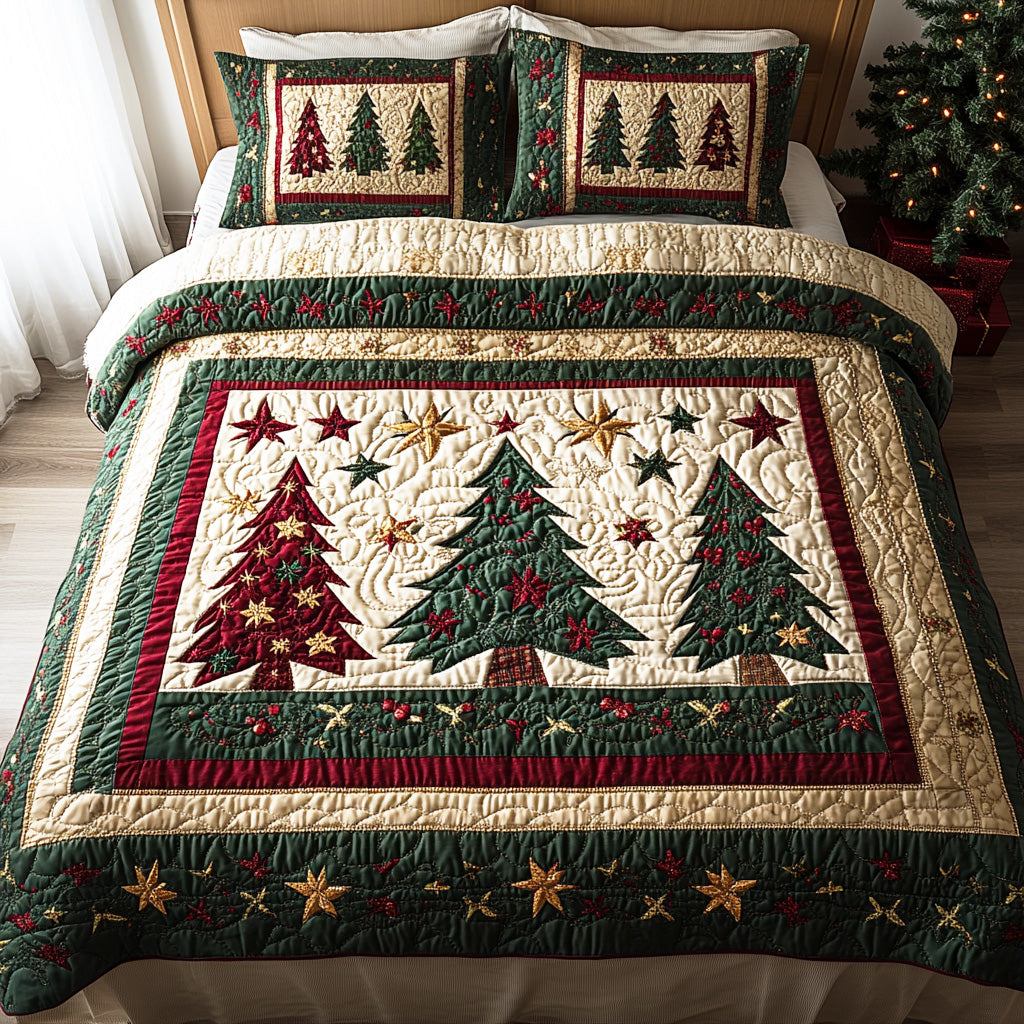 Yuletide Tree -Piece Quilted Bedding Set VTQ-Myprintsy