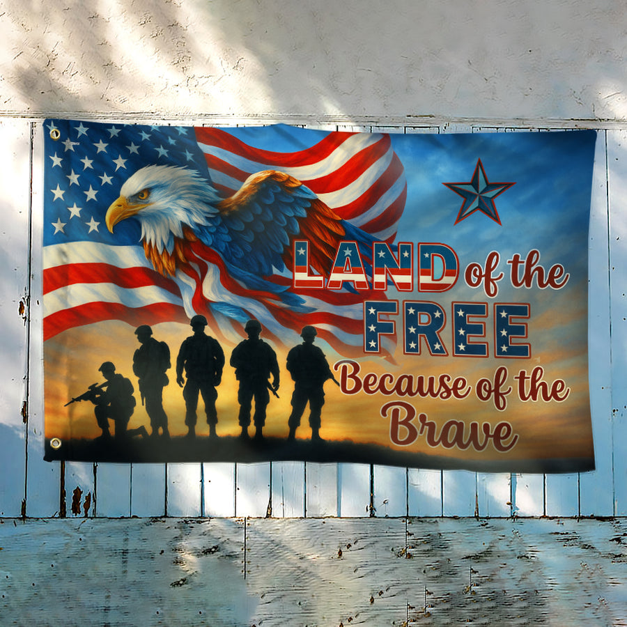 Memorial Day Eagle Land Of The Free Veteran Grommet Flag