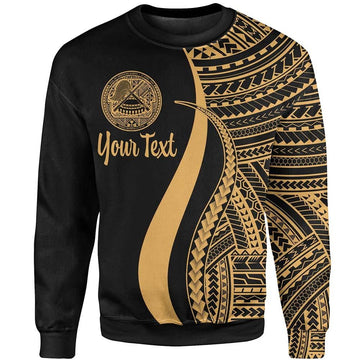 American Samoa Custom Personalised Sweatshirt - Gold Polynesian Tentacle Tribal Pattern-Myprintsy