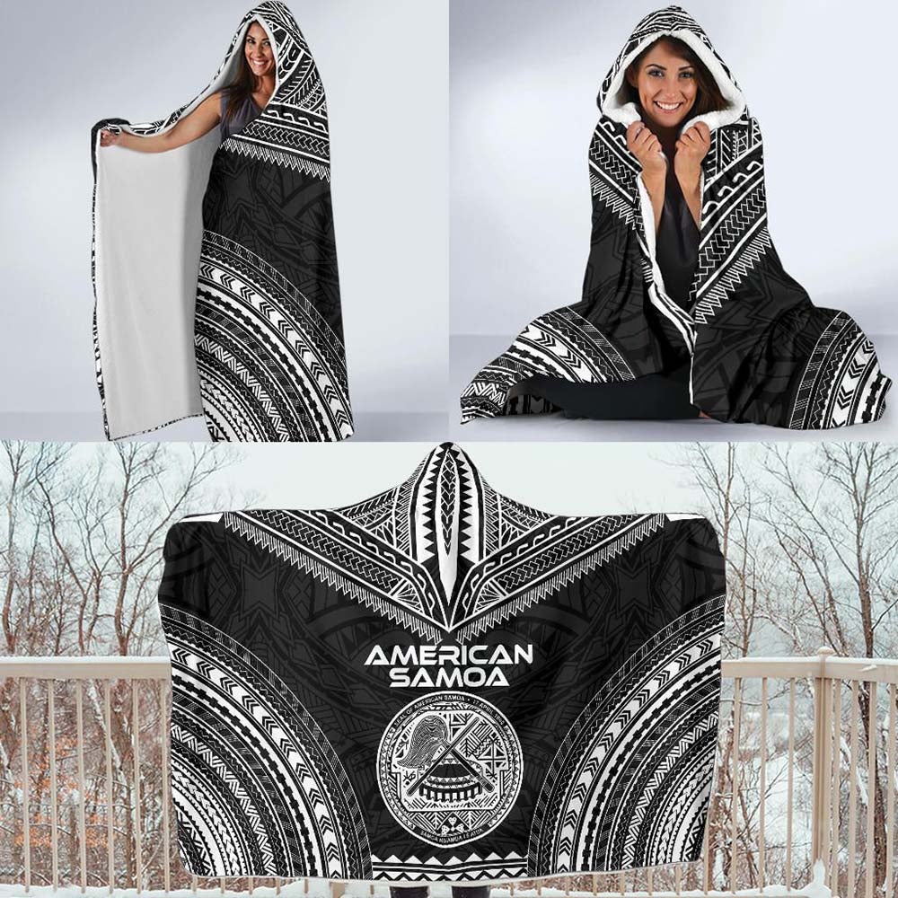 American Samoa Polynesian Chief Hooded Blanket - Black Version