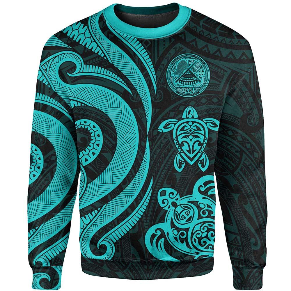 American Samoa Sweatshirt - Turquoise Tentacle Turtle