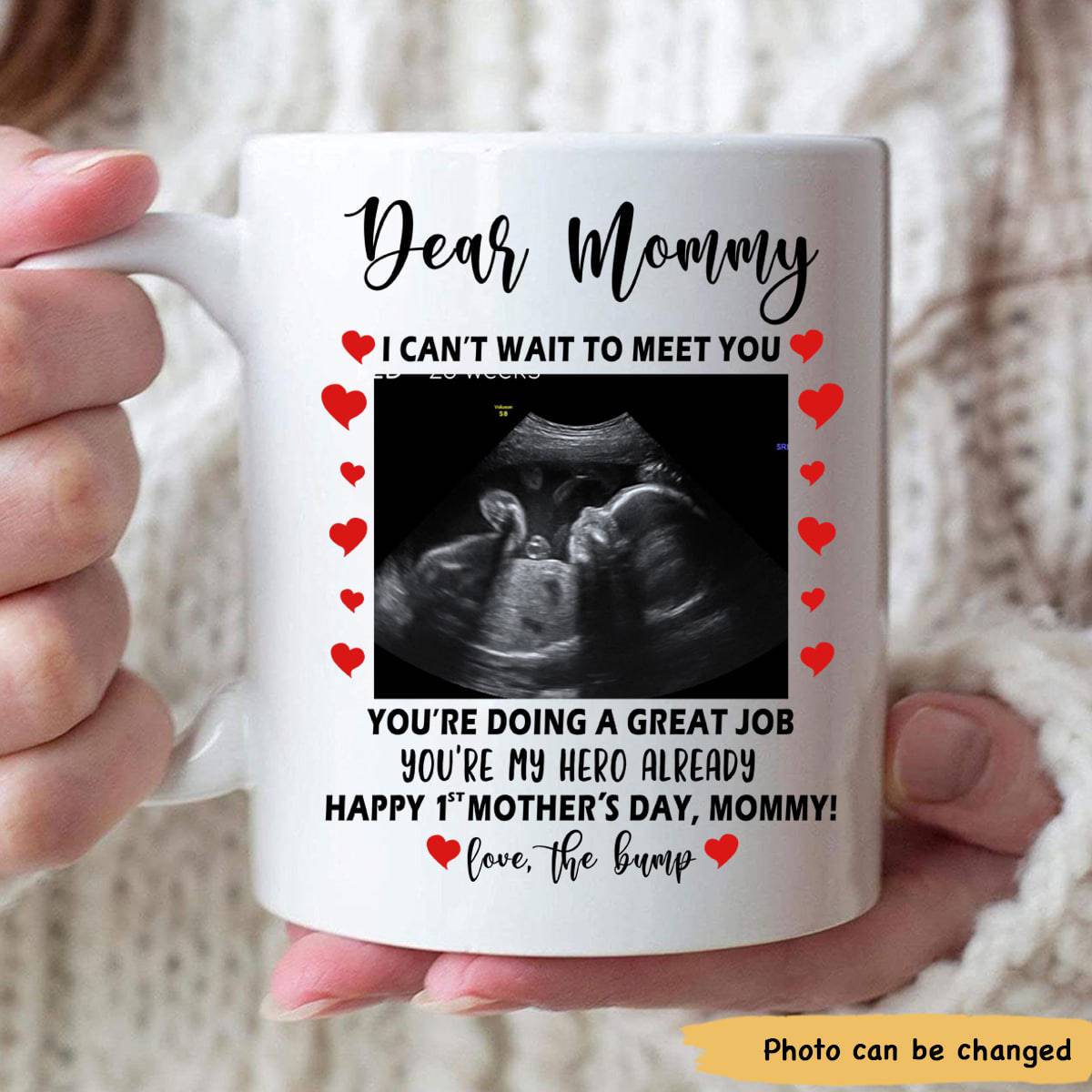 I Cant Wait To Meet You Youre Doing A Great Job Mothers Day Custom Photo - Personalized Ceramic Mug