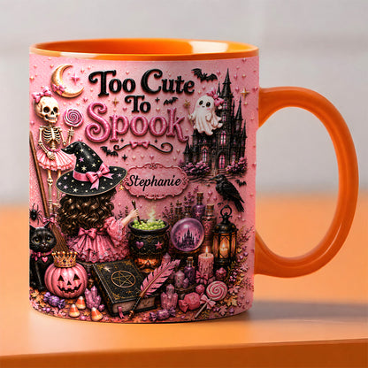 Too Cute To Spook - Personalized Pink Halloween 3D Accent Mug