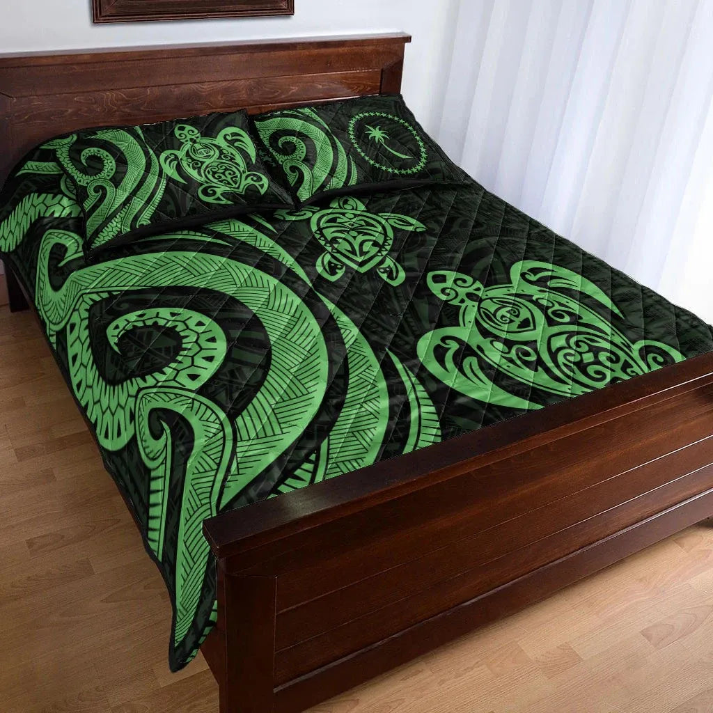 Chuuk Quilt Bed Set - Green Tentacle Turtle