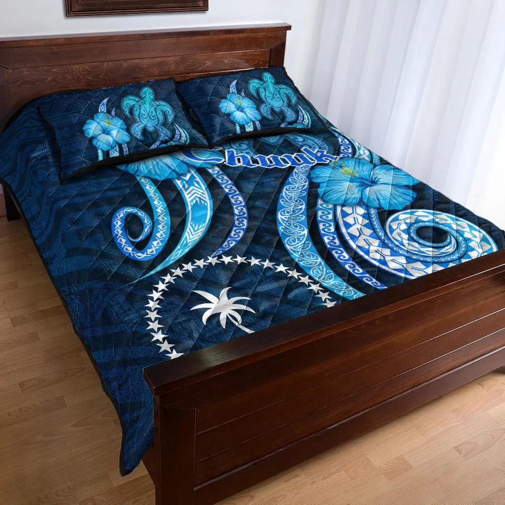 Chuuk Quilt Bed Set - Turtle and Tribal Tattoo Of Polynesian