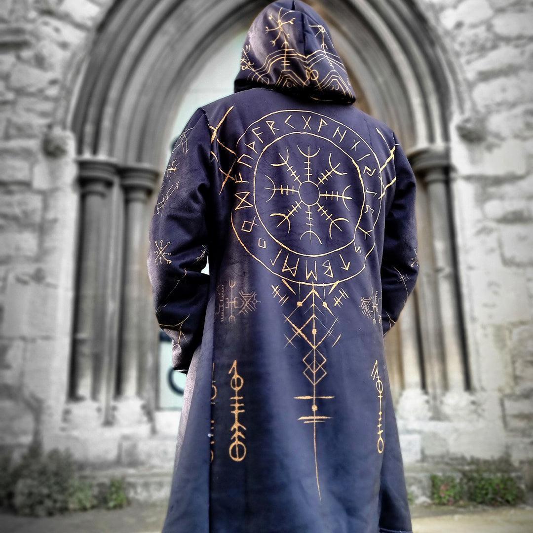 Helm Of Awe Cloak - Norse Aegishjalmur Sherpa-Lined Hooded Cloak