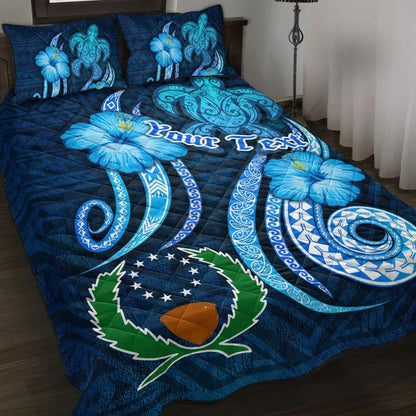[Custom] Pohnpei Personalised Quilt Bed Set - Turtle and Tribal Tattoo Of Polynesian