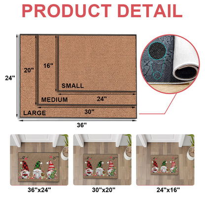 Christmas With 3 Gnomes - Personalized Doormat
