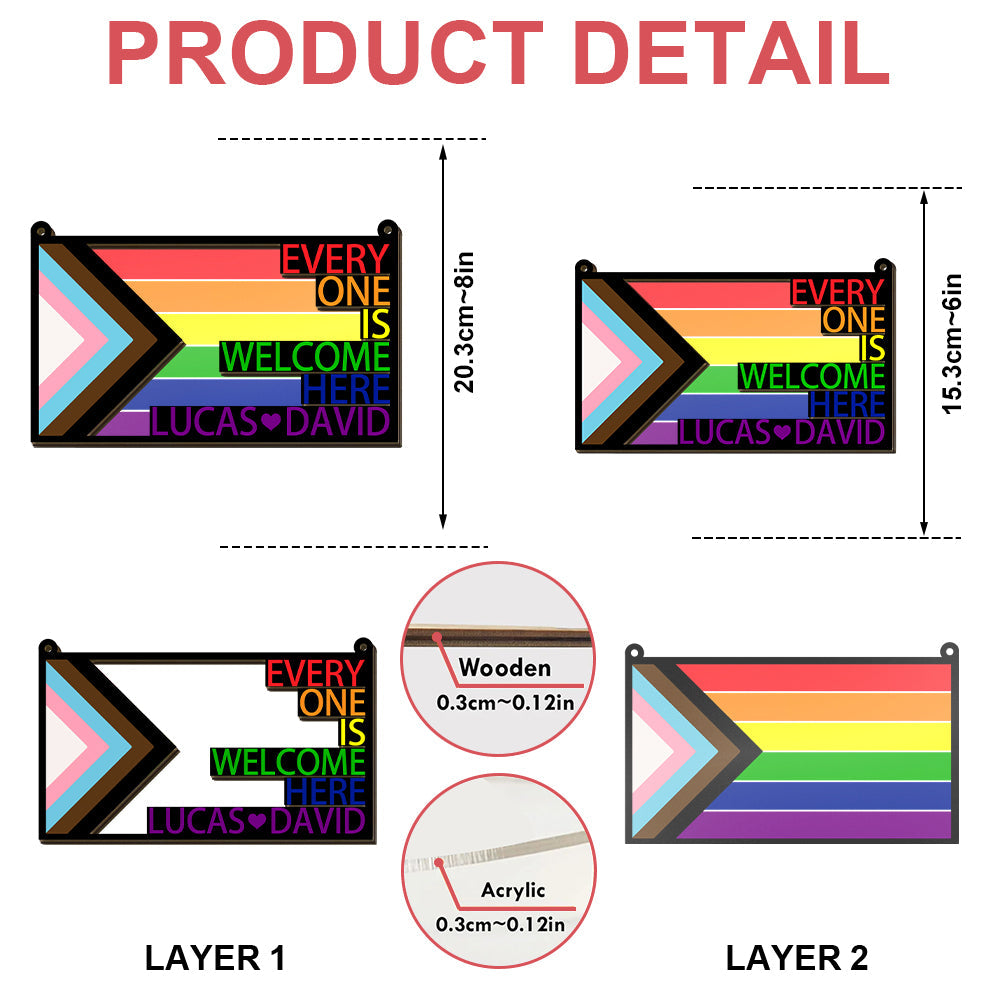 Everyone Is Welcome Here - Personalized Window Hanging Suncatcher Ornament