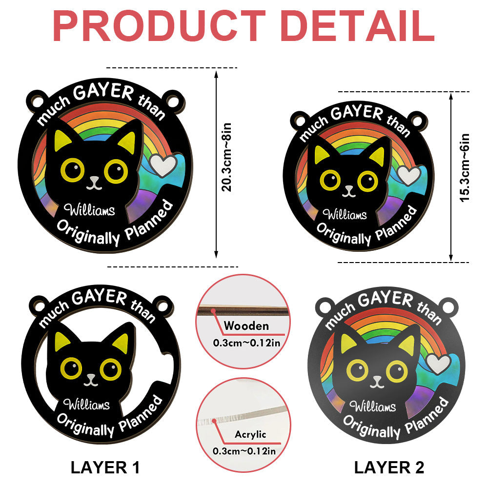 Much Gayer Than Originally Planned - Personalized Window Hanging Suncatcher Ornament