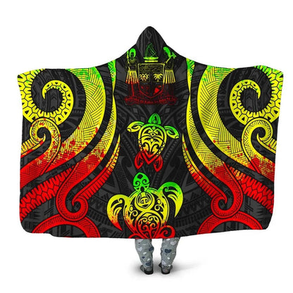 Fiji Hooded Blanket - Reggae Tentacle Turtle Crest-Myprintsy