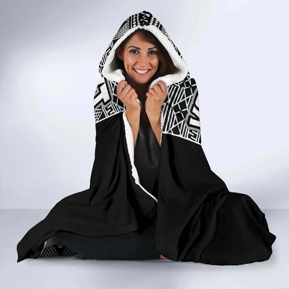 Fiji Hooded Blanket - Tapa Pattern Sport Style