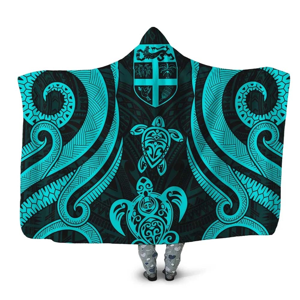 Fiji Hooded Blanket - Turquoise Tentacle Turtle
