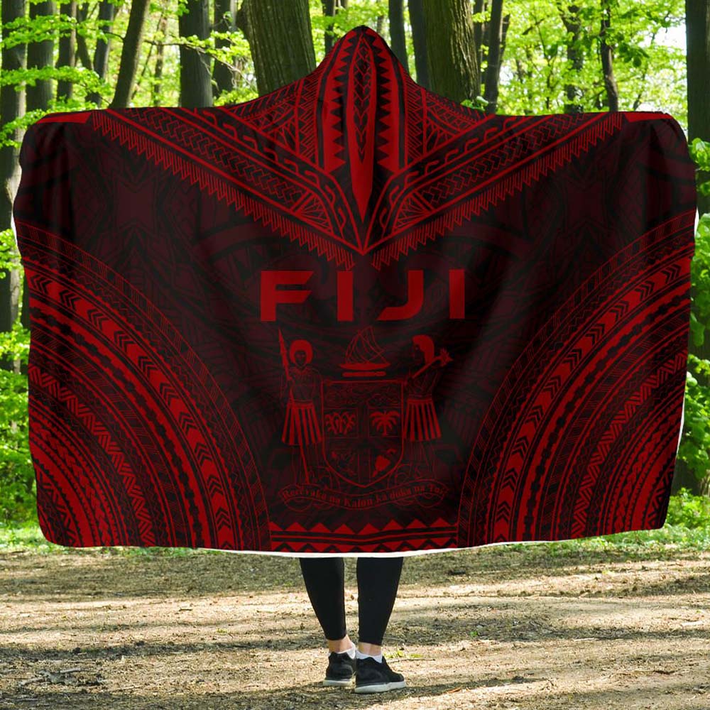 Fiji Polynesian Chief Hooded Blanket - Red Version