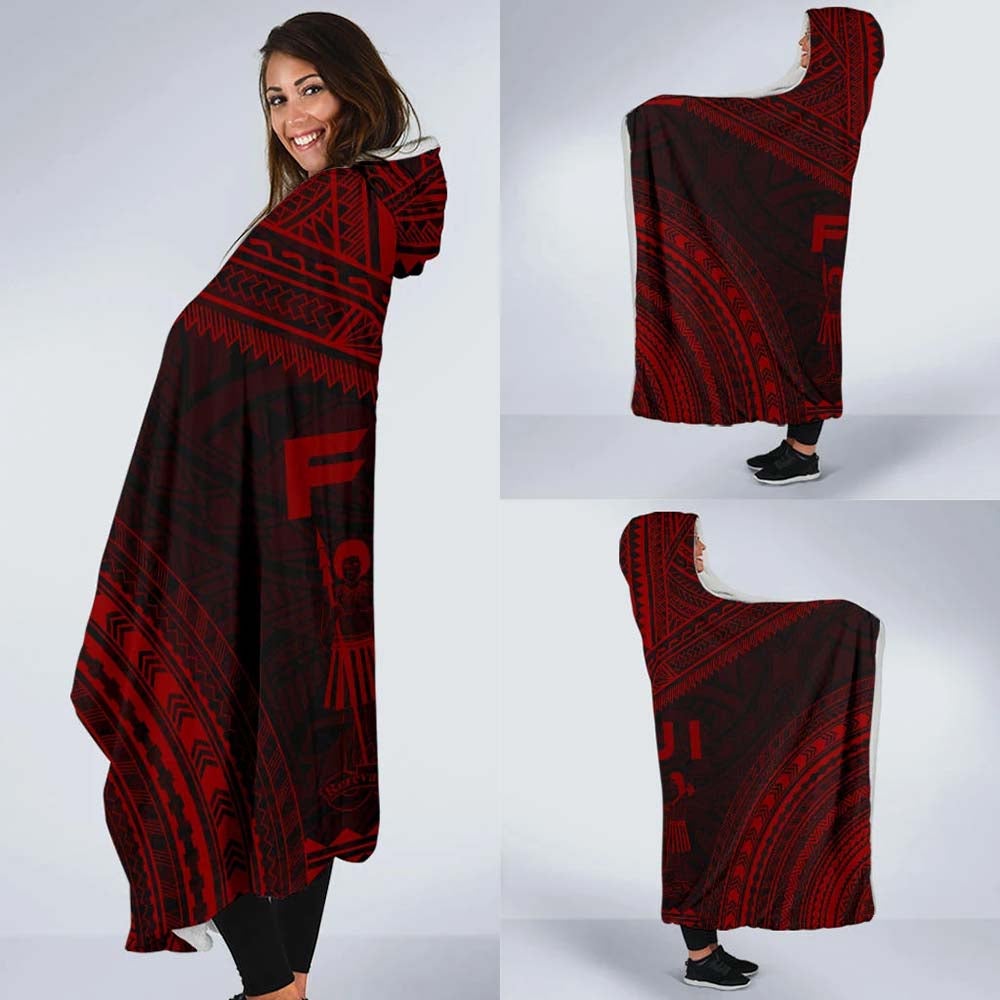 Fiji Polynesian Chief Hooded Blanket - Red Version