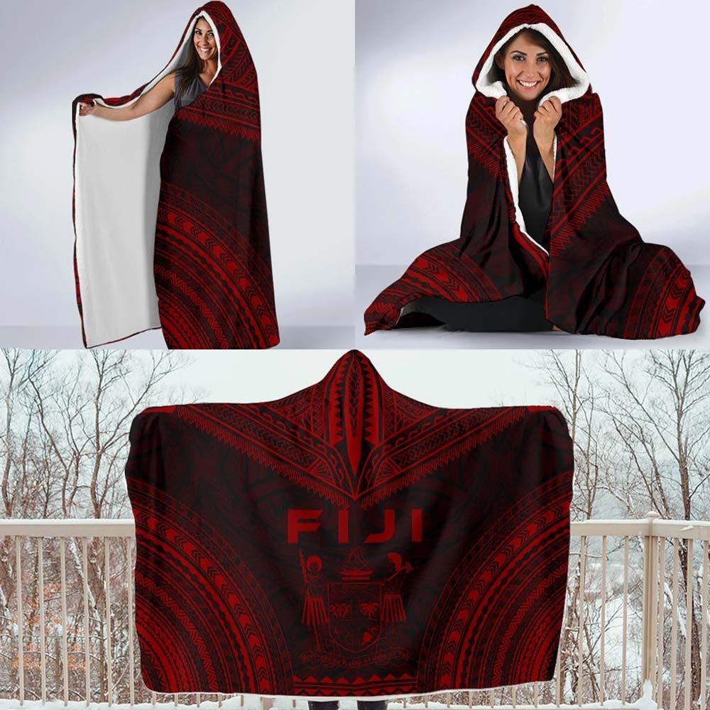 Fiji Polynesian Chief Hooded Blanket - Red Version