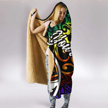 Guam Custom Personalised Hooded Blanket - Rainbow Polynesian Pattern