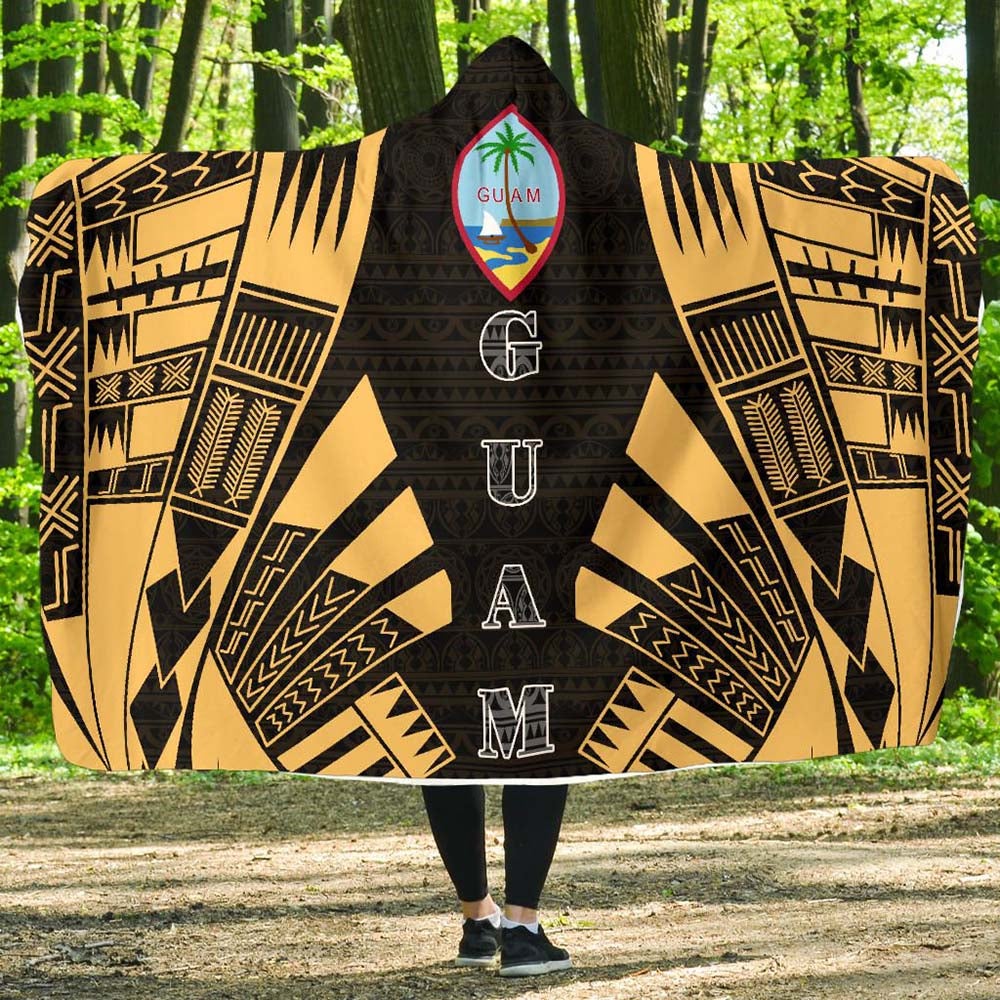Guam Hooded Blanket - Polynesian Tattoo Gold