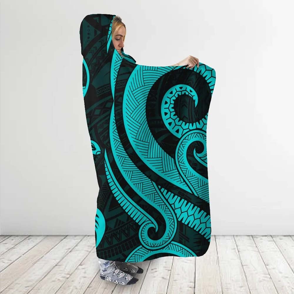 Guam Hooded Blanket - Turquoise Tentacle Turtle
