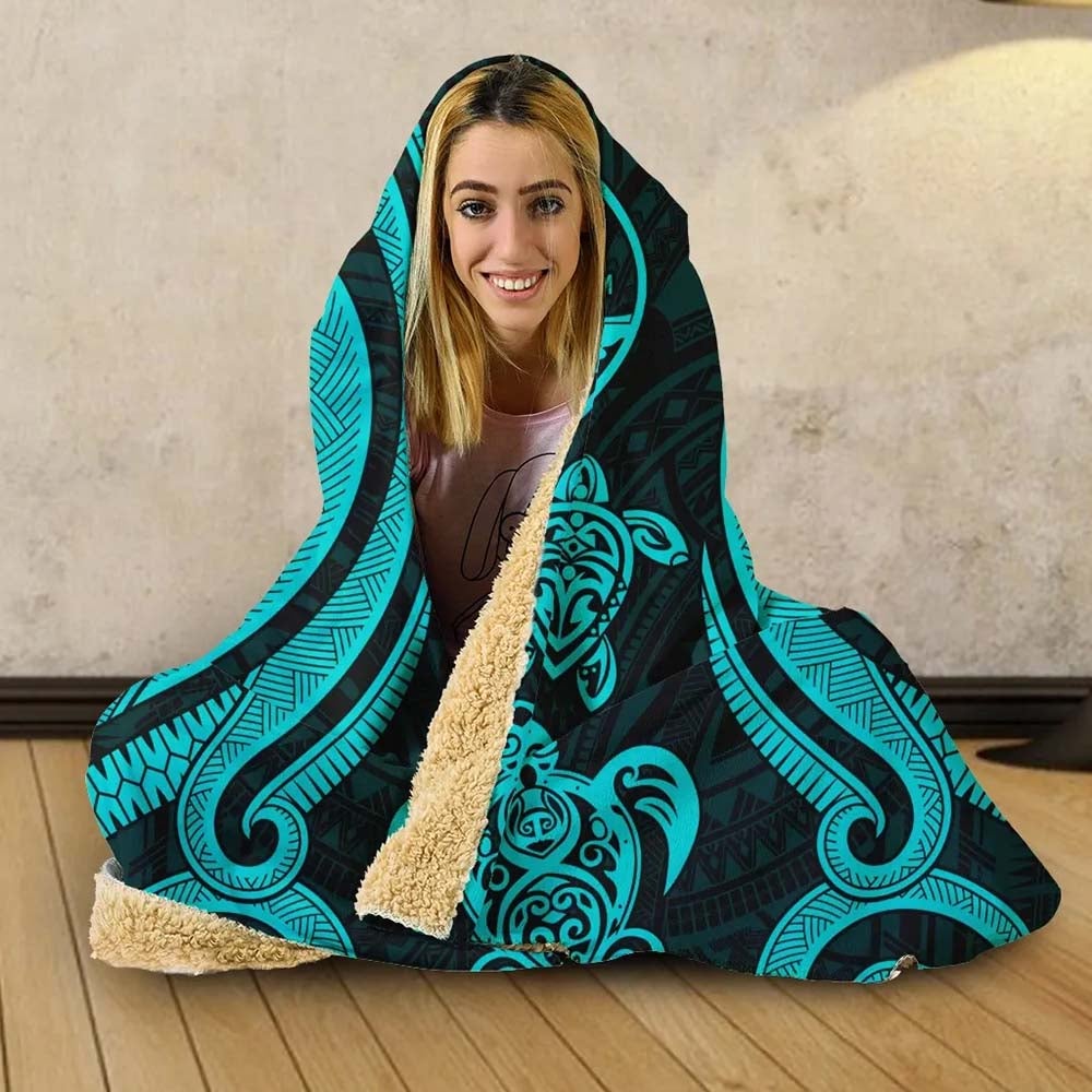 Guam Hooded Blanket - Turquoise Tentacle Turtle