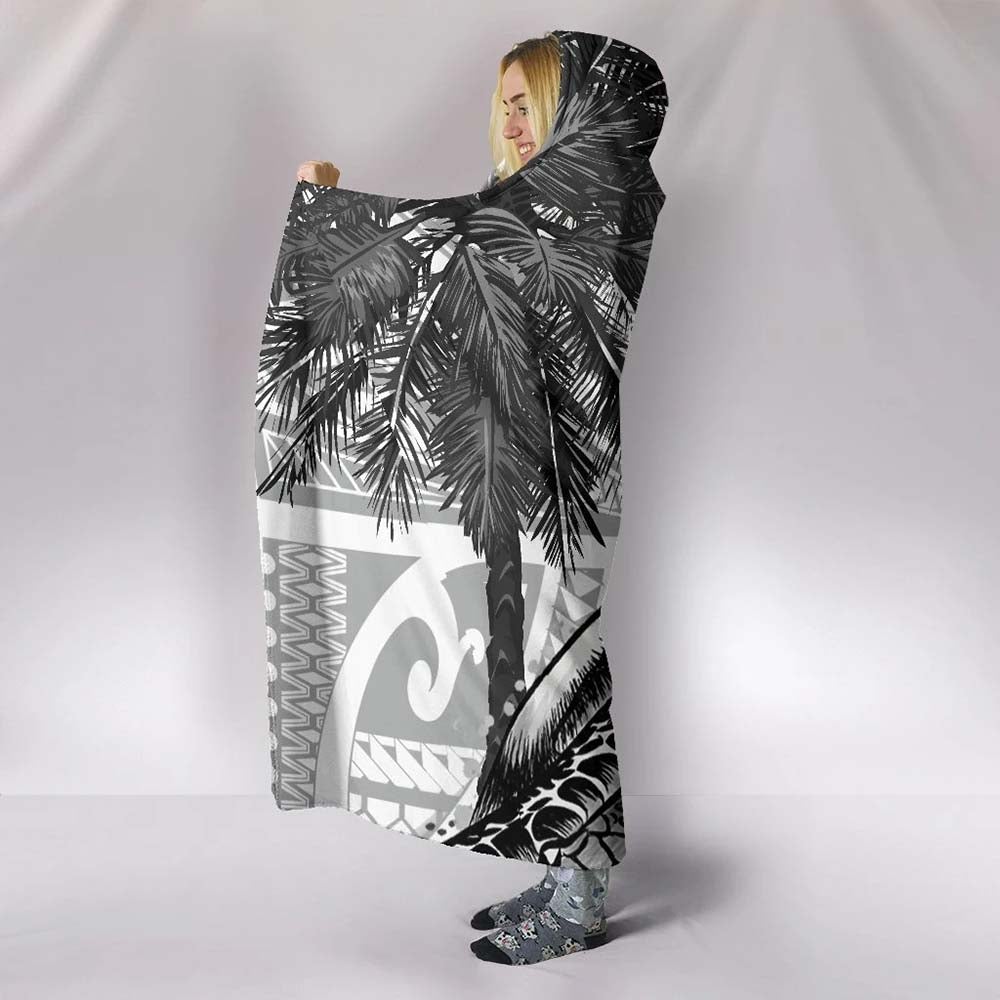 Hawaii Hooded Blanket - Turtle Palm Tree White