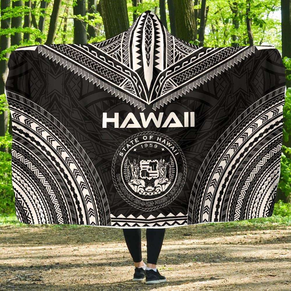 Hawaii Polynesian Chief Hooded Blanket - Black Version