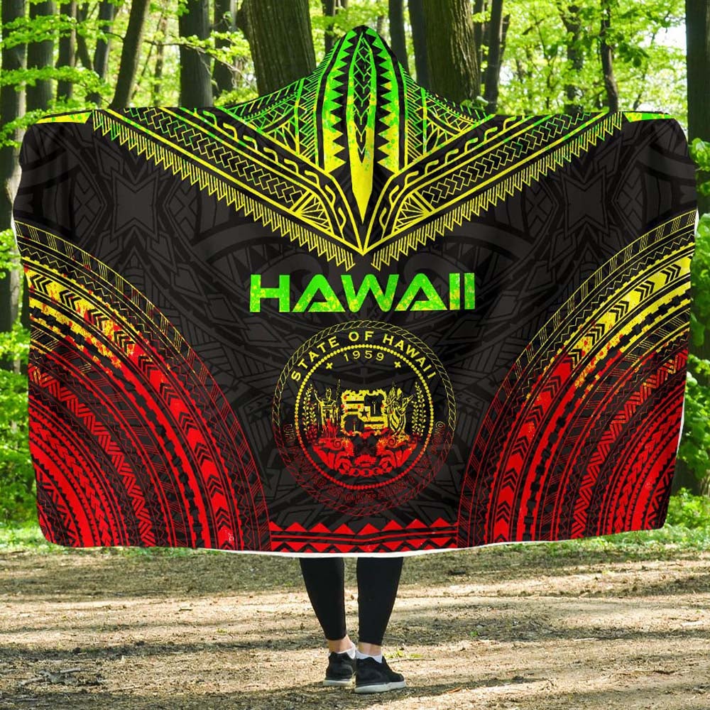 Hawaii Polynesian Chief Hooded Blanket - Reggae Version