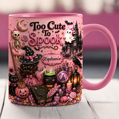 Too Cute To Spook - Personalized Pink Halloween Accent Mug