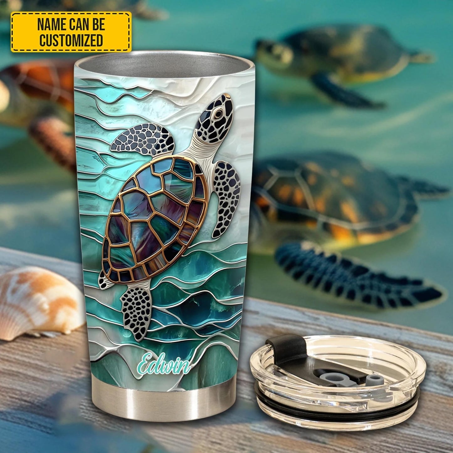 Sea Turtle Ocean - Personalized Turtle Tumbler