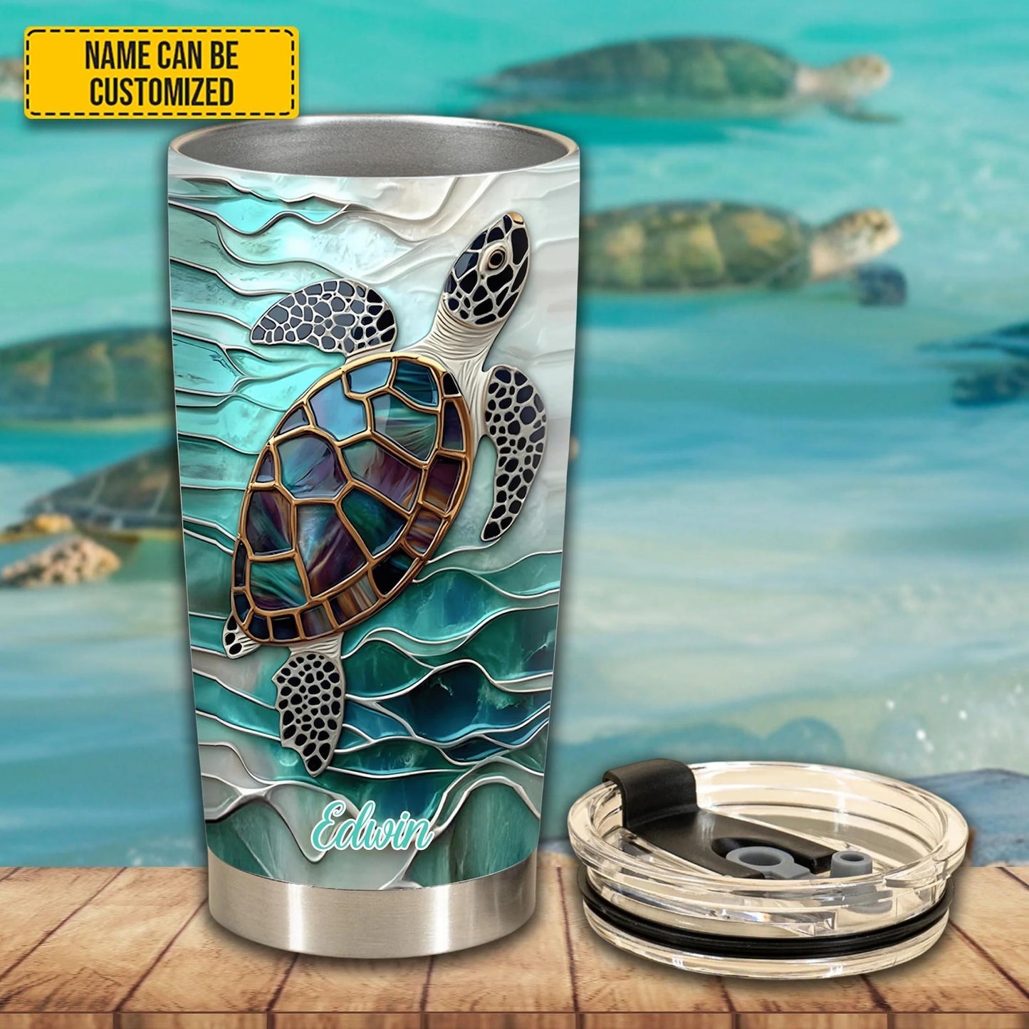 Sea Turtle Ocean - Personalized Turtle Tumbler
