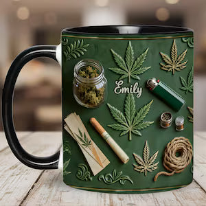 Green Leaf - Personalized Accent Mug - Coffee Mug for Green Lovers, Unique Gift for Him & Her