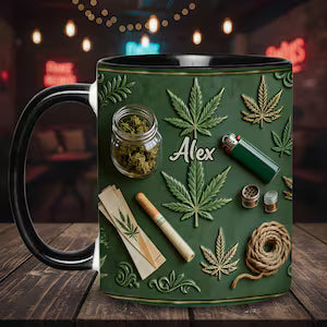 Green Leaf - Personalized Accent Mug - Coffee Mug for Green Lovers, Unique Gift for Him & Her