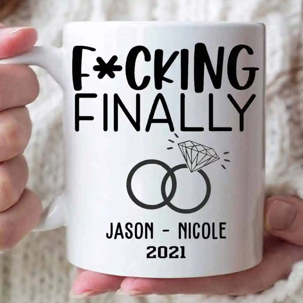 Funny Wedding Gift For Couple, Personalized Wedding Mug, Gift for Future Mrs and Mr, Unique Wedding Keepsake, Finally Married