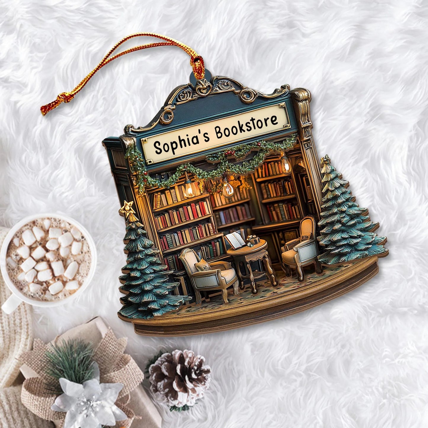 Bookstore - Gift For Friends, Family Members, Book Lovers - Personalized 2-Layer Wooden Ornament