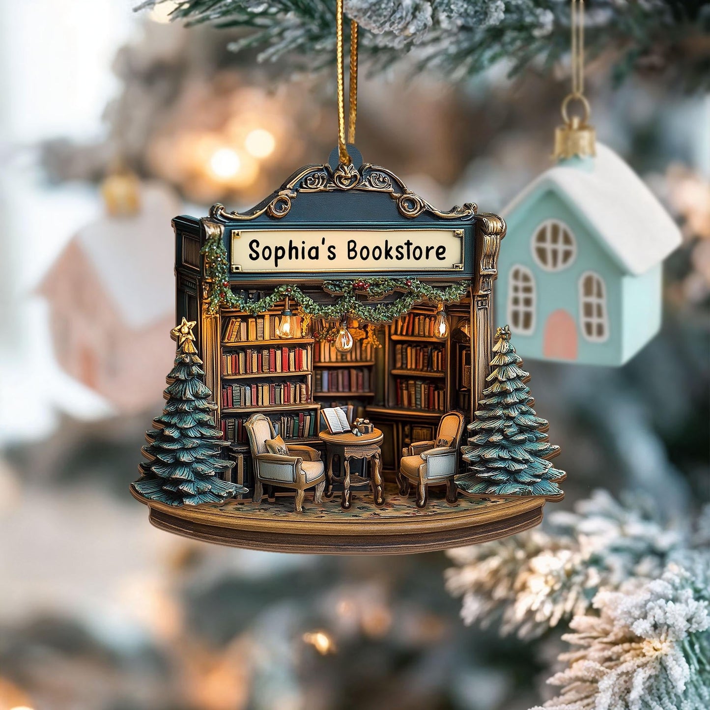 Bookstore - Gift For Friends, Family Members, Book Lovers - Personalized 2-Layer Wooden Ornament