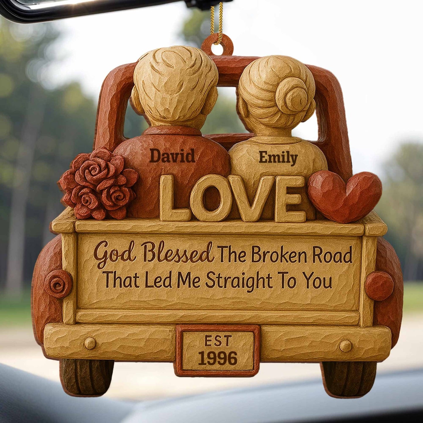 God Blessed The Broken Road That Led Me Straight To You - Gift For Couples - Personalized 2-Layer Wooden Ornament