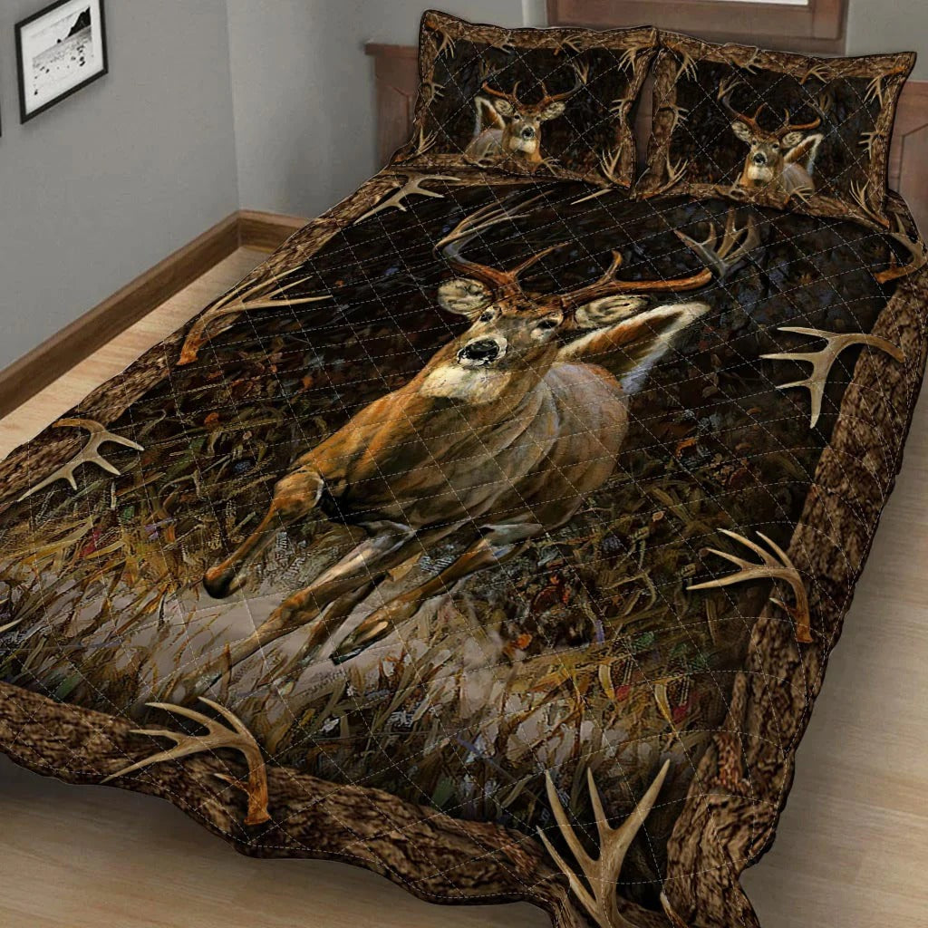 Deer Hunting Quilt Set - Gift For Deer Lovers, Christmas