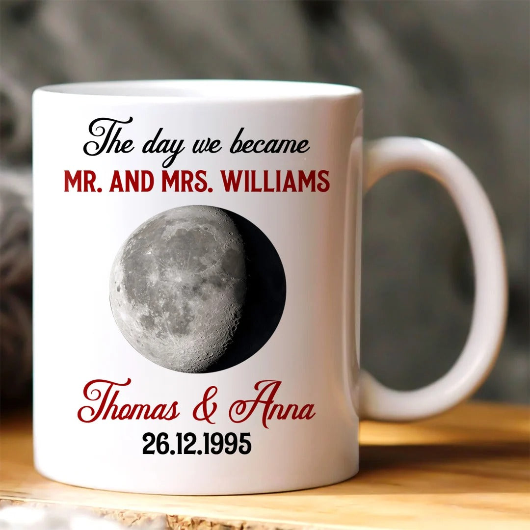 The Day We Became Mr. & Mrs. - Personalized Ceramic Coffee Mug
