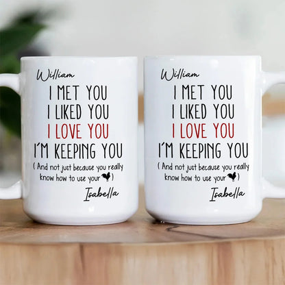 I Met You I Liked You I Love You - Personalized Ceramic Coffee Mug