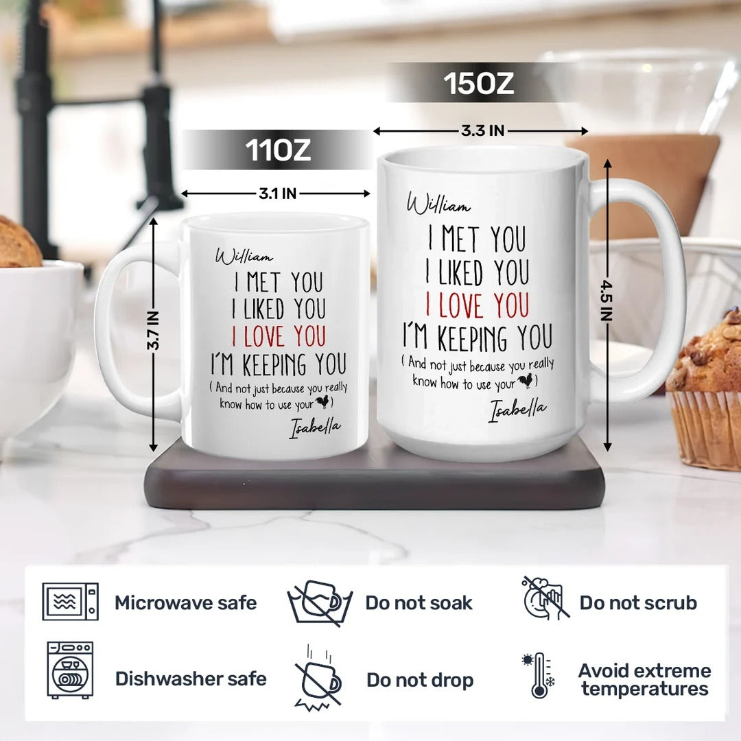 I Met You I Liked You I Love You - Personalized Ceramic Coffee Mug