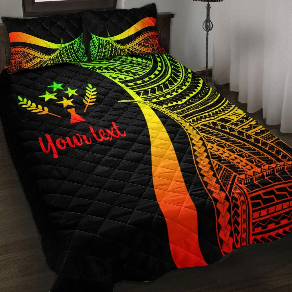 Kosrae Custom Personalised Quilt Bed Set - Reggae Polynesian Tentacle Tribal Pattern