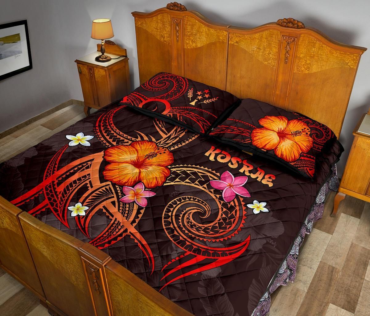 Kosrae Polynesian Quilt Bed Set - Legend of Kosrae (Red)