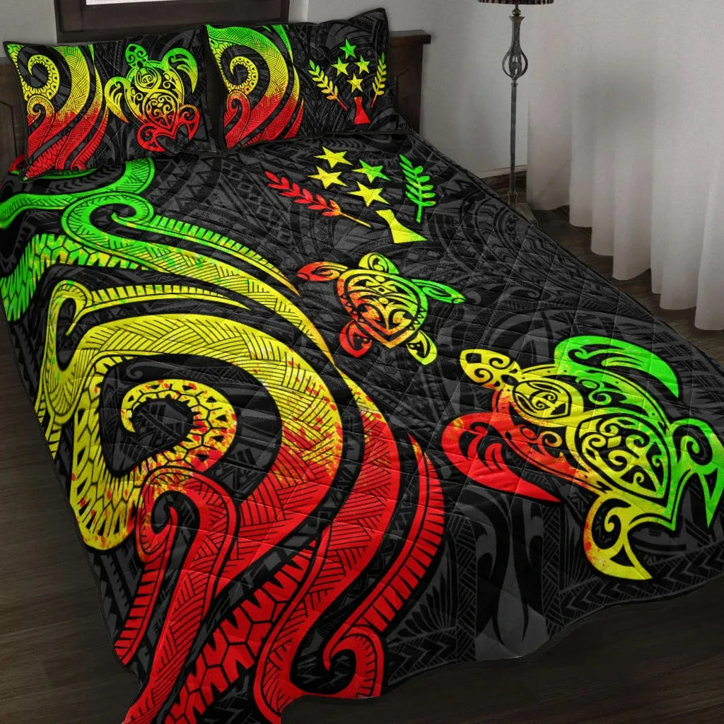 Kosrae Quilt Bed Set - Reggae Tentacle Turtle