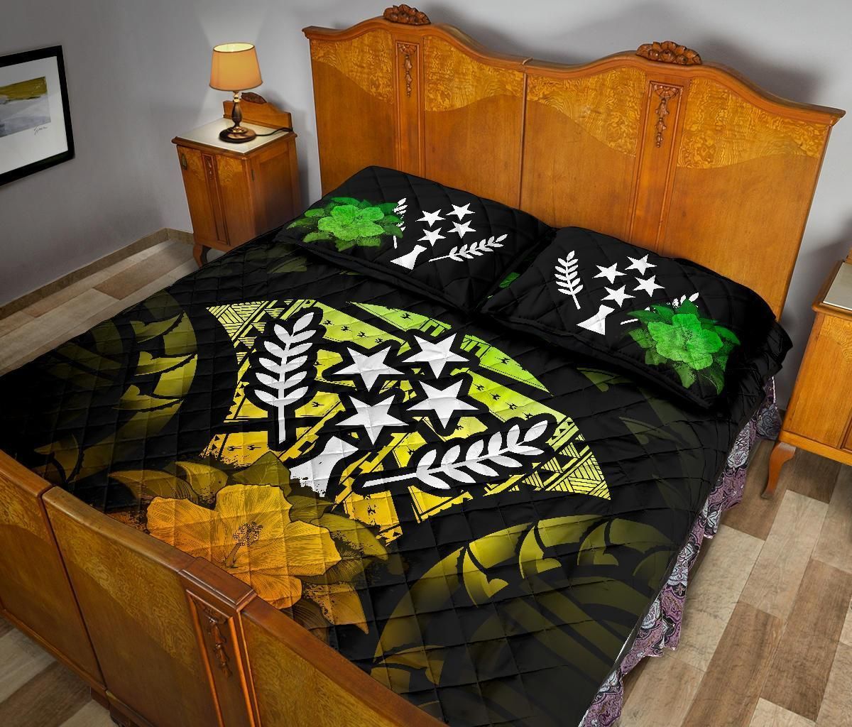 Kosrae Polynesian Quilt Bed Set Hibiscus Reggae