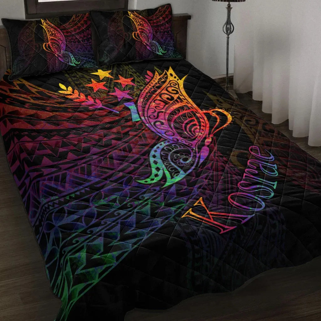 Kosrae State Quilt Bed Set - Butterfly Polynesian Style